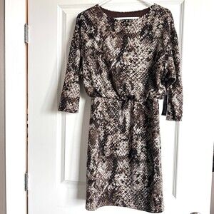 Jessica Howard Missy Dress Animal Print Long Sleeve Size S New